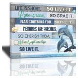 2ct Dolphins Beach Wall Art Ocean Canvas Print