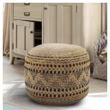 LR Home Jute Round Ottoman Pouf 18' 18' 14'