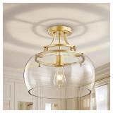 KARTOOSH Industrial Round Chandelier, Gold