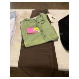 Size S Brown Wide Leg Jeans, Green Top