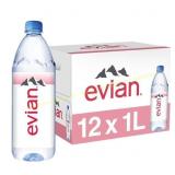evian Natural Spring Bottled Water 1L., 12 pk.