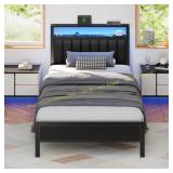 Furnulem Twin Bed Frame with USB Charging