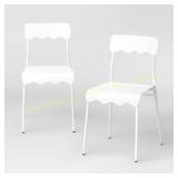 Set of 2 Wavy Metal Dining Chair White - RE