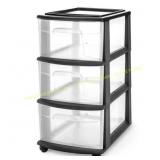 HOMZ 3-Drawer Cart Organizer, Black/Clear