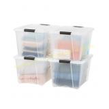 IRIS 54 Qt Stackable Bins with Lids, 4 Pack
