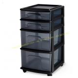 HOMZ 4-Tier Drawer Tower with Wheels, Black