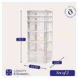 HOMZ Drawer Tower, 6-Tier Organizer