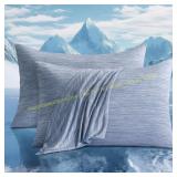 LUXEAR Cooling Pillow Cases Set (2) King Blue