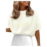 Fisoew Cropped Knit Crewneck Short Sleeve