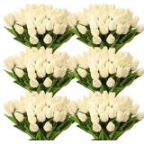 Janinka 100pcs Artificial Tulips Milk White