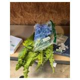 Fake greenery and pkg purple artificial flower