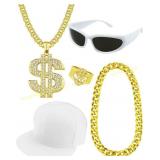 Rapper Costume Kit: Fake Gold Chain no sunglasses