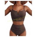 High Waisted Bikini Sets - V Wire Swimsuit blue