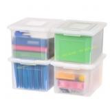 4ct Damaged IRIS Plastic File Box Legal/Letter 4 P