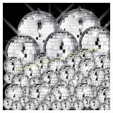 Sumind 50 Silver Mirror Disco Balls (1.2"-4")