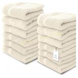 White Cotton Washcloths 13x13 650GSM, Ivory