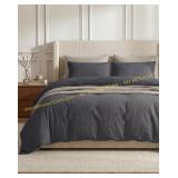 SE SOFTEXLY Muslin Duvet King, 3pc, Dark Grey
