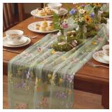 Sage Green Wildflower Table Runner 10ft