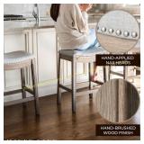 Maven Lane Adrien Backless Saddle Stool, Oak