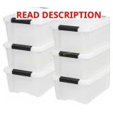 6ct IRIS USA 13 Qt Storage Bins w Lids, Pearl crac