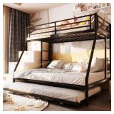 Twin over Full Bunk Beds, Metal, Black