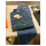 Wrangler 35x34 + XL Long Sleeve Plaid Shirt