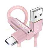 Dasku 90 Degree USB a to Usbc Cable Pink 10FT
