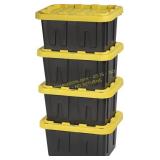 BLACK & YELLOW 5-Gallon Storage Bins, 4 Pack