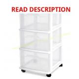 HOMZ 3-Tier Clear Plastic Rolling Storage Cart
