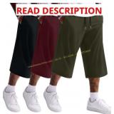 Neer 3 Pack Mens Baggy Capri Pants, Plus Size