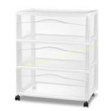 PINK Sterilite Wide 3-Drawer Plastic Cart