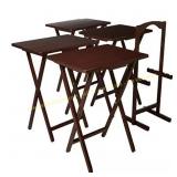 1.6 ft Brown Wood Folding TV Tray Tables