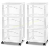 Sterilite 3-Drawer Cart with Wheels (2-Pack)