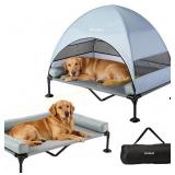 iweepet 4-in-1 Elevated Dog Bed with Canopy