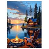 Lake Cabin Puzzle 1000 Pieces - Sunset Forest