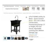 USA-Made 24x24 Plastic Utility Sink black