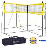 GOOX 4-Square Volleyball Net Set with Bag