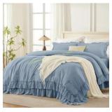 Andemcy Greyish Blue Ruffle Comforter