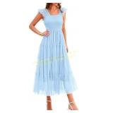 PrettyGarden Smocked Midi Dress, Sleeveless Medium