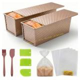 2 Pack Pullman Loaf Pan with Lid, 2.2LB