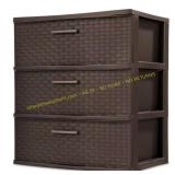 Sterilite 3-Drawer Weave Storage Tower Brown
