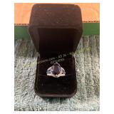 Unisex Size 8 Vin. Blue Gem Ring