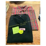 XL V Neck Sweater, Plaid Long Sleeve Button Down