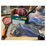 Tennis Rackets, Balls, Snorkel Fins