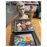 Bust, Figurine, Framed Photos + Binders