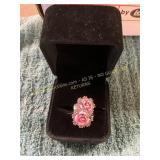 Ladies Clip On Pink Rose Earrings