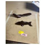 Ironwood Roadrunner + Dolphin Carvings