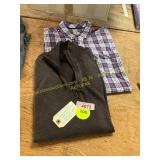Size XL Mens 1/4 Zip Sweater + Plaid Button Down