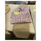 L Plaid Untuckit, Straight Fit 34x30n Chinos