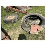 14.9-28 rear tire with rim, IH weight, tires